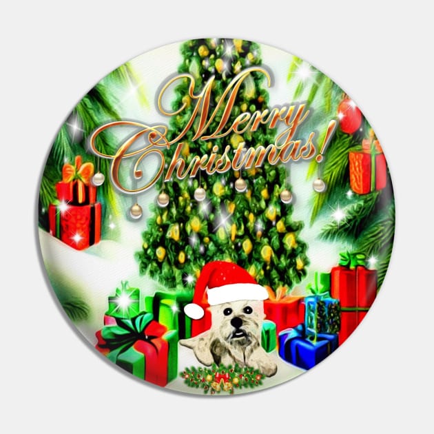 Cute Scottish Terrier Christmas Greeting Pin by KC Morcom aka KCM Gems n Bling aka KCM Inspirations