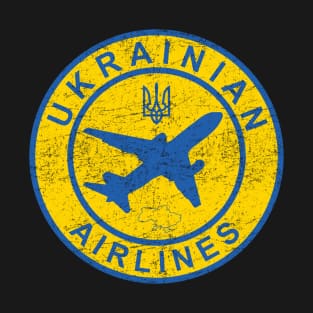 Ukrainian Airlines, Ukraine Air Lines / Aviation. Retro, Vintage. Distressed T-Shirt