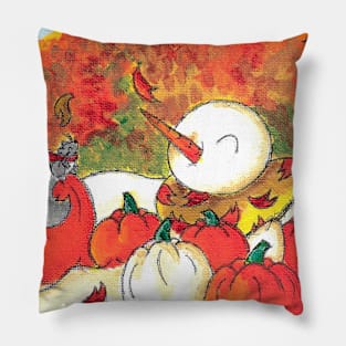 Snow and Pumpkins Pillow