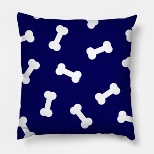 Navy Blue Dog Treat Pattern Pillow