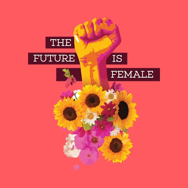 The Future is Female Power Fist Floral by polliadesign