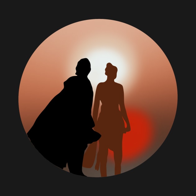 Ben and Rey (reylo) silhouette by JessCarrsArt