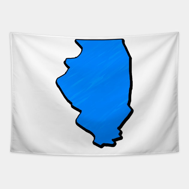 Bright Blue Illinois Outline Tapestry by Mookle