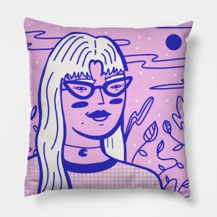 Girl with  cat glasses Pillow