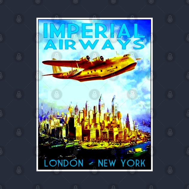 Imperial Airways Fly to London and New York Travel Print by posterbobs