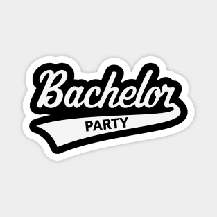 Bachelor Party (Stag Party / Team Groom / Lettering / White) Magnet