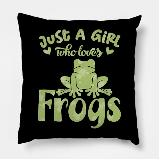 Just A Girl Who Loves Frogs, Splash Greens Pillow by Kylie Paul