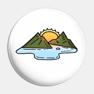 Mountains, Lake and a Sun Pin