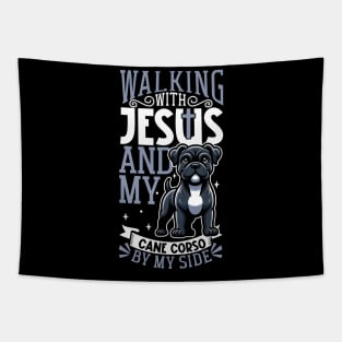 Jesus and dog - Cane Corso Tapestry