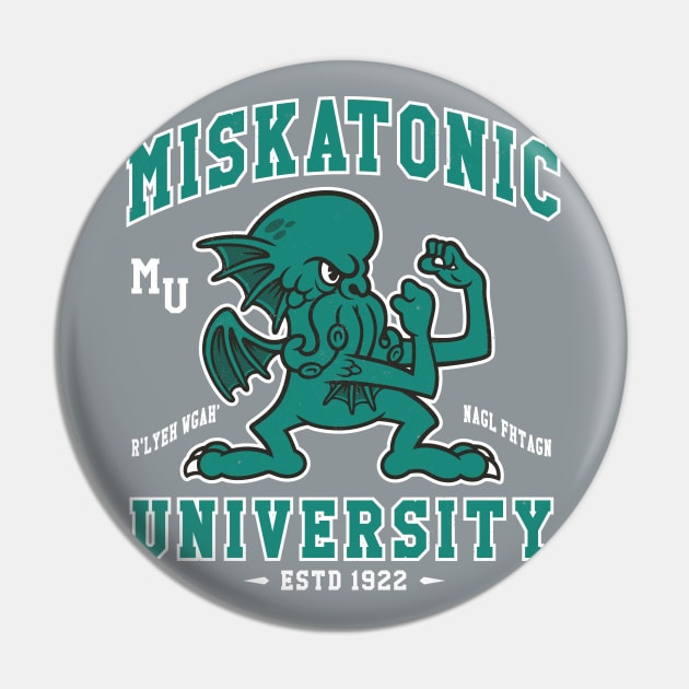 Miskatonic University Cthulhu Mascot - Creepy Cute Vintage Distressed Lovecraft Pin by Nemons