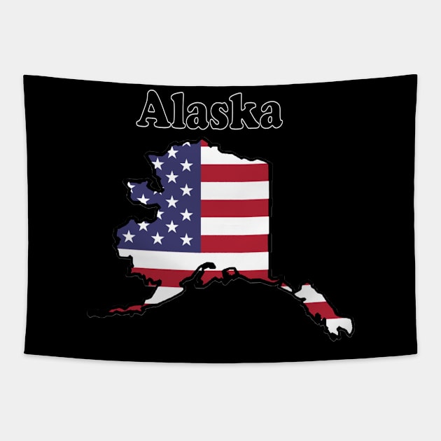 Great State of Alaska and the U. S. Flag Tapestry by Airdale Navy