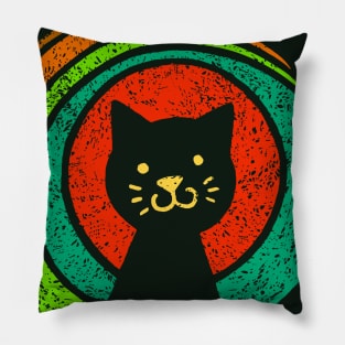 Open Source Cat Face Rainbow Colors On Dark Back Pillow