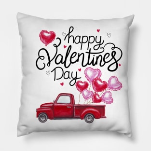 Red Truck With Hearts Happy Valentine's Day Gifts For Women Pillow