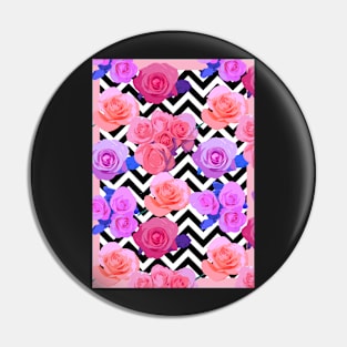 Digital Floral Chevron Pattern Pin