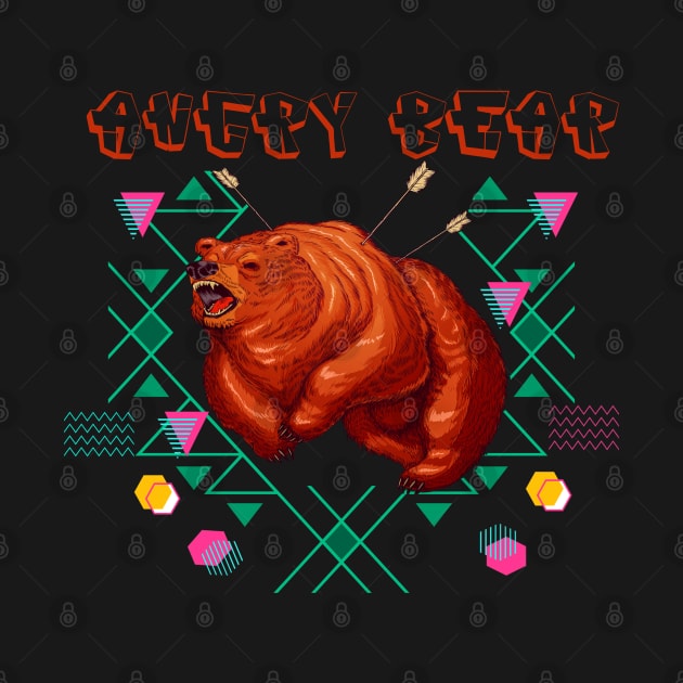 Angry Bear Animals Design Retro by JeffDesign