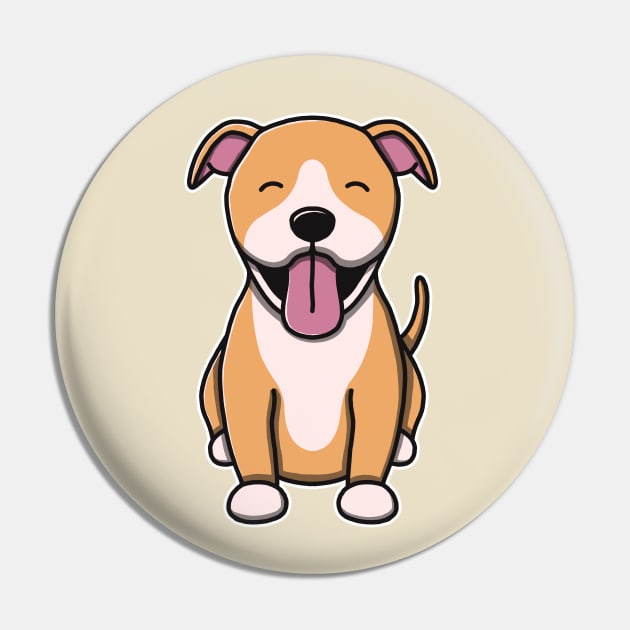 Cute Fawn Pitbull Pin by Luna Illustration