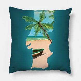 Portugal Map Travel Poster Pillow