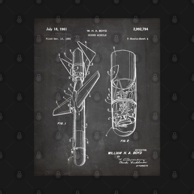 Cold War Military Missile Patent - Army Veteran Military Enthusiast Art - Black Chalkboard by patentpress