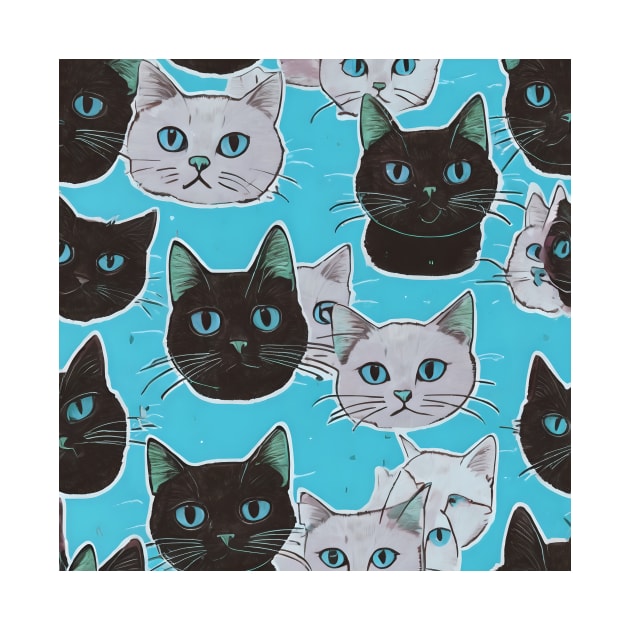 Black And White Cats Pattern by vanityvibes