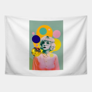 Vintage pop art style woman portrait Tapestry