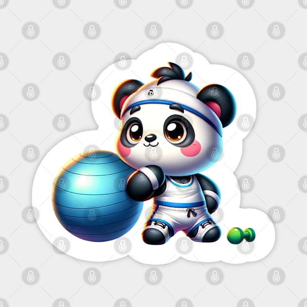 Fit Panda Trainer - Your Workout Buddy Magnet by vk09design