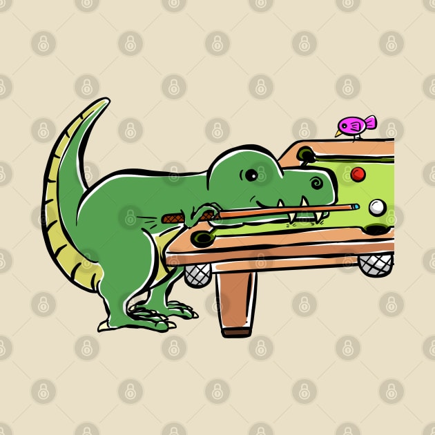 Pool Snooker Player Tyrannosaurus Dinosaur Dino Cartoon Cute Character by Squeeb Creative