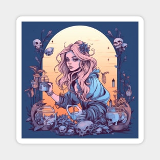 Plant witch with skulls Magnet