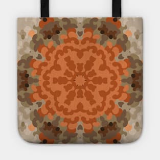 Retro Mandala Flower Orange and Tan Tote