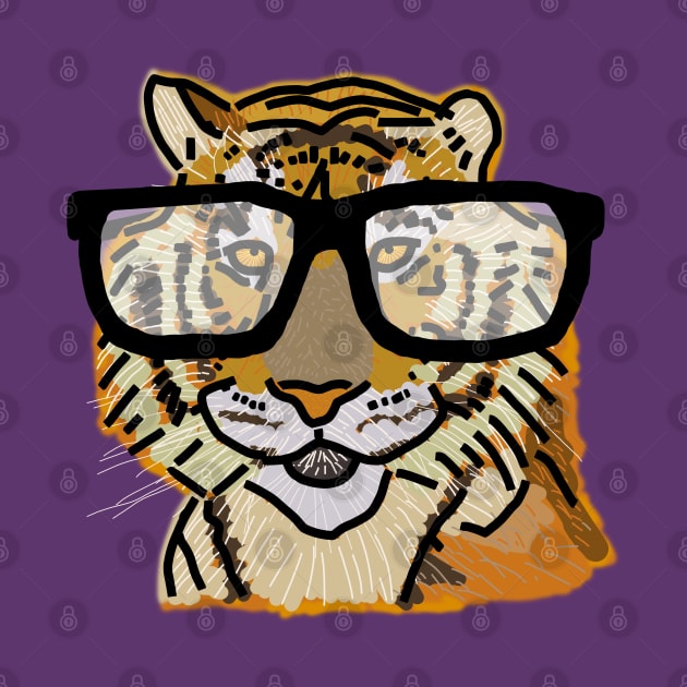 Cool Tiger with Glasses by ellenhenryart