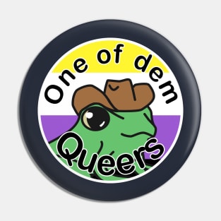 Pride Frog with a cowboy hat- nonbinary Pin