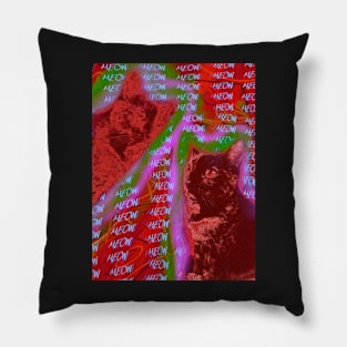 Halftone Cat V19 (Meow Background) Pillow