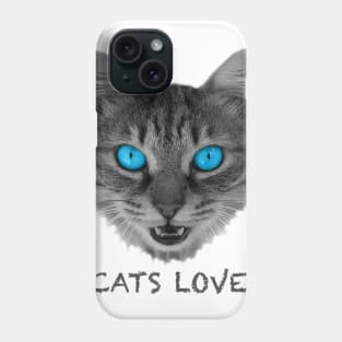 Gray Cat 3D with Blue Eyes Gift for Cats Lover Phone Case