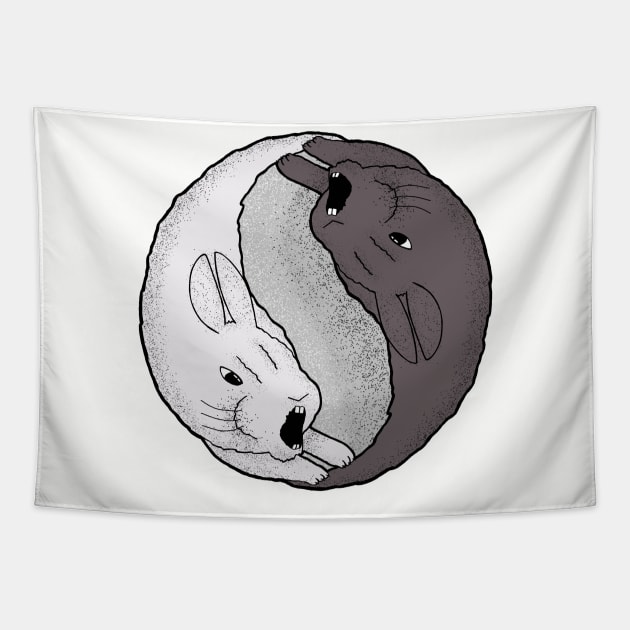 Rabbit Yin Yang Tapestry by Spock Jenkins