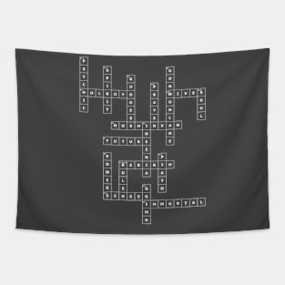 (1943TBOP-D) Crossword pattern with words from a famous 1943 science fiction book. [Dark Background] Tapestry