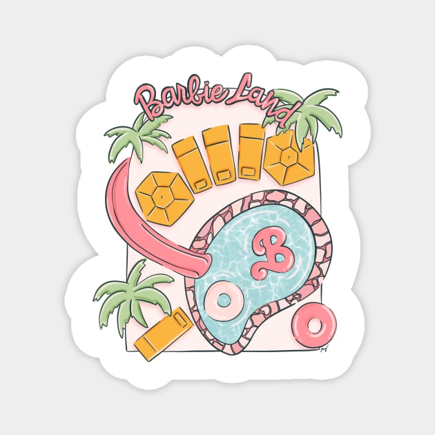 Barbie Land Pool Party Magnet by Taylor Thompson Art