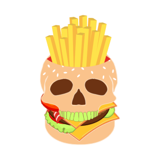 Cheeseburger Skull and Fries T-Shirt