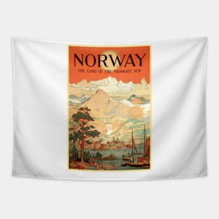 Norway, the Land of the Midnight Sun - Vintage Travel Poster Design Tapestry