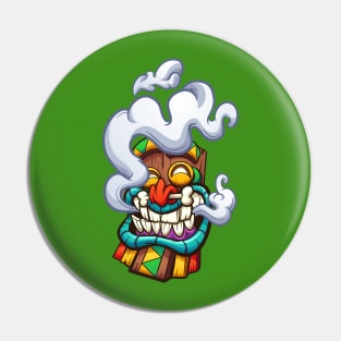 Smoking Tiki Mask Pin