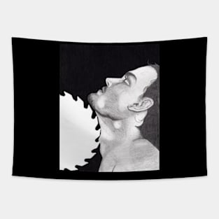 Man with Saw Blade Drawing Tapestry