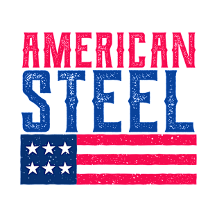 American Steel - Retro vintage American USA flag design T-Shirt