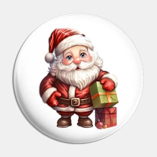 Cute Santa Claus with Gifts Pin