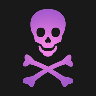 Skull and Crossbones Pirate Flag Purple Pink Gradient T-Shirt