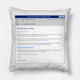 Phishing Email Hacker Cybersecurity Pillow