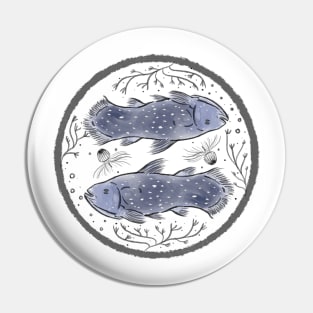 Japanese Coelacanth Art Logo Pin