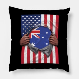 Australia Flag American Flag Ripped - Gift for Australian From Australia Pillow