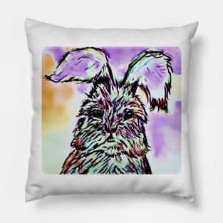 Fluffy Pastel English Angora Bunny Rabbit Pillow