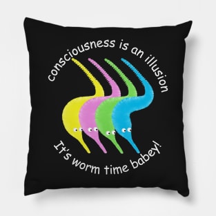 Consciousness is an Illusion It's Worm Time Babey! Pillow