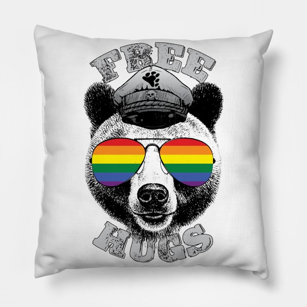 Daddy Bear With LGBT Gay Pride Flag Sunglasses Pillow by USProudness