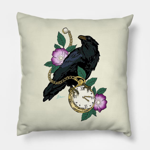 Time of crow Pillow by Bolt•Slinger•22