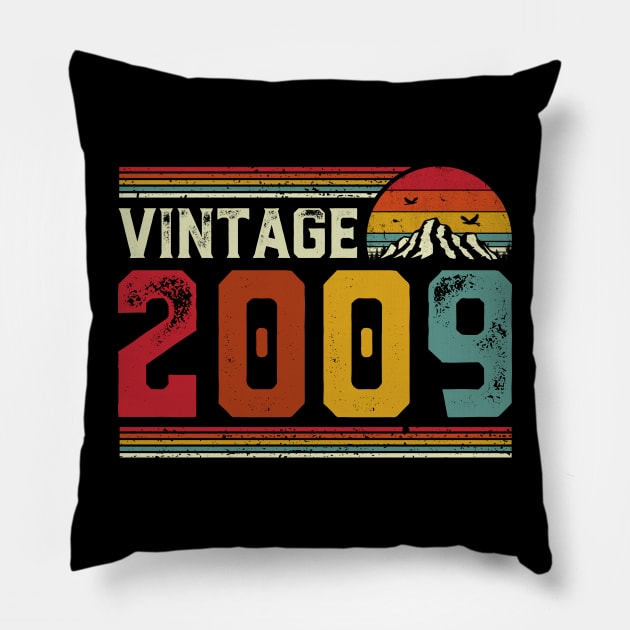 Vintage 2009 Birthday Gift Retro Style Pillow by Foatui